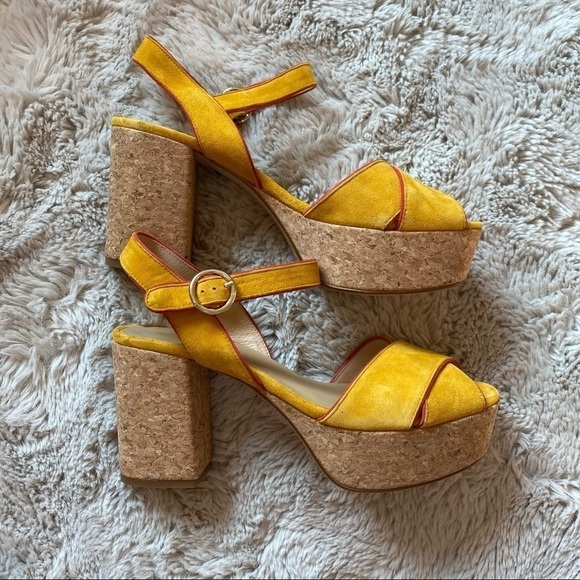 anthropologie piped platform heels cork leather 11 - Picture 5 of 11